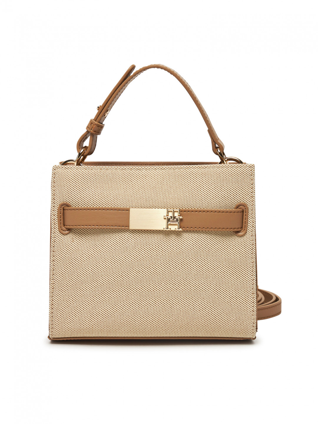 Tommy Hilfiger Kabelka Th Heritage Mini Satchel Canvas AW0AW17406 Béžová